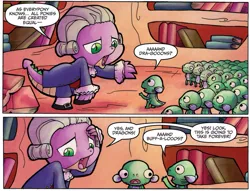 Size: 971x741 | Tagged: artist:agnesgarbowska, comic, derpibooru import, dragon, idw, idw micro series, male, official comic, professor spike, safe, sea beasts, speech bubble, spike, spoiler:comic, thomas jefferson, wig