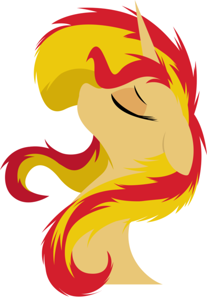 Size: 750x1080 | Tagged: safe, artist:rariedash, derpibooru import, sunset shimmer, pony, unicorn, bust, eyes closed, female, floppy ears, horn, lineless, mare, portrait, profile, simple background, solo, transparent background