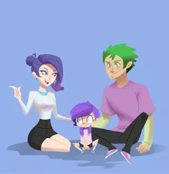 Size: 2900x3000 | Tagged: safe, artist:kianamai, derpibooru import, rarity, spike, oc, oc:crystal clarity, dracony, human, kilalaverse, alternate hairstyle, family, female, hair bun, humanized, humanized oc, light skin, male, next generation, offspring, older, parent:rarity, parent:spike, parents:sparity, shipping, sparity, straight