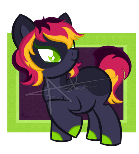 Size: 1024x1138 | Tagged: safe, artist:voodolllove, derpibooru import, oc, oc:psycha, unofficial characters only, pony, unicorn, looking back, raised hoof, smiling, solo, watermark