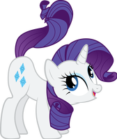 Size: 168x200 | Tagged: safe, derpibooru import, rarity, out of context, presenting, smiling, solo, tail