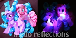 Size: 1024x512 | Tagged: artist:melloreflections, blind bag, derpibooru import, hairclip, irl, led, light-up, photo, pin, pinkie pie, safe, toy, twilight sparkle