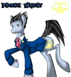 Size: 1373x1500 | Tagged: safe, artist:fourze-pony, derpibooru import, ponified, phoenix, pony, ace attorney, clothes, game, justice, male, mystery, phoenix wright, solo, stallion, tumblr comic