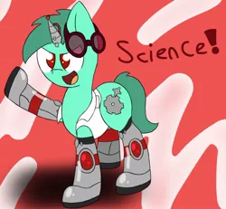 Size: 970x895 | Tagged: safe, artist:aqua_remix, derpibooru import, oc, oc:coppercog, unofficial characters only, pony, engineer, robo-pony, science, solo