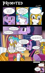 Size: 1860x3024 | Tagged: safe, artist:vavacung, derpibooru import, princess celestia, twilight sparkle, twilight sparkle (alicorn), oc, oc:paper mache, alicorn, pony, comic:to love god - to love mortal, canon x oc, comic, female, mare, pixiv, royal guard