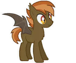 Size: 400x328 | Tagged: safe, artist:shaymiinx07, derpibooru import, button mash, bat pony, pony, buttonbetes, cute, race swap, simple background, smiling, solo, spread wings, standing