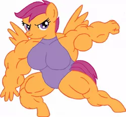 Size: 1024x956 | Tagged: anthro, artist:knox2008, breasts, buff breasts, busty scootaloo, derpibooru import, female, fetish, leotard, muscle fetish, muscles, overdeveloped muscles, scootaloo, solo, solo female, strongaloo, suggestive