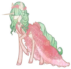 Size: 1094x1060 | Tagged: safe, artist:haventide, derpibooru import, oc, unofficial characters only, pony, unicorn, clothes, dress, flower, solo