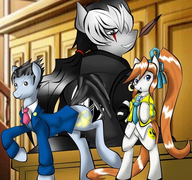 Size: 2004x1882 | Tagged: ace attorney, artist:fourze-pony, athena cykes, clothes, courtroom, crossover, derpibooru import, feather, mutliple, parody, phoenix wright, ponified, safe, simon blackquill