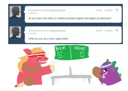 Size: 713x508 | Tagged: safe, derpibooru import, big macintosh, spike, earth pony, pony, ask big macintosh, ask, askmacintosh, male, ping pong, stallion, table tennis, tumblr