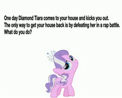 Size: 5000x4000 | Tagged: bronybait, derpibooru import, diamond tiara, image macro, meme, rap battle, safe, solo, text, what do