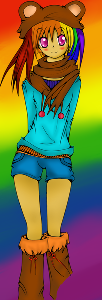 Size: 400x1173 | Tagged: artist:derpyleinad, human, humanized, moderate dark skin, rainbow dash, safe, solo