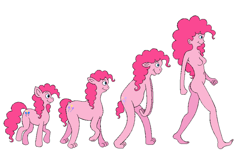 Size: 850x550 | Tagged: questionable, artist:hellarmy, derpibooru import, pinkie pie, human, equestria girls, breasts, evolution, evolution chart, female, humanized, nipples, nudity, pony to human, sequence, simple background, solo, solo female, transformation, transparent background