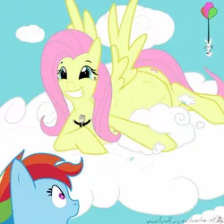 Size: 1280x1280 | Tagged: angel bunny, artist:m-p-l, balloon, cloud, cloudy, doll, fluttershy, kicking, pregnant, rainbow dash, safe