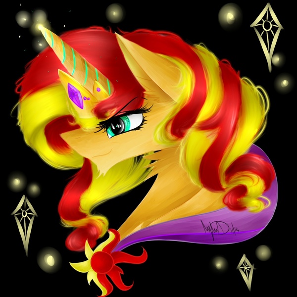 Size: 1500x1500 | Tagged: safe, artist:cadenske, derpibooru import, sunset shimmer, pony, crown, solo