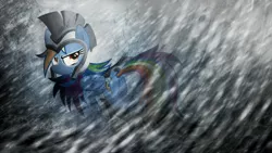 Size: 2560x1440 | Tagged: safe, artist:aloopyduck, artist:ratchethun, derpibooru import, commander hurricane, rainbow dash, pegasus, pony, armor, female, mare, plot, solo, storm, vector, wallpaper