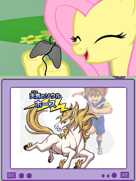 Size: 563x752 | Tagged: derpibooru import, exploitable meme, fluttershy, game, horse, inazuma eleven, inazuma eleven go, inazuma eleven go galaxy, japanese, matsukaze tenma, meme, obligatory pony, safe, soul, tv meme