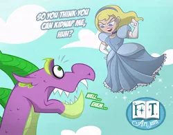 Size: 1000x783 | Tagged: artist:javidluffy, cinderella, crossover, derpibooru import, greed spike, human, safe, spike, spikezilla, super best friends forever, supergirl