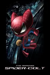 Size: 2848x4272 | Tagged: artist:voltictail, derpibooru import, featherweight, marvel, parody, poster, safe, solo, spidercolt, spider-man, the amazing spider-man