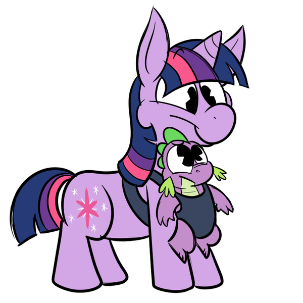 Size: 700x700 | Tagged: safe, artist:karpet-shark, derpibooru import, spike, twilight sparkle, dragon, twily-daily, baby, baby dragon, baby spike, cute, filly, karpet-shark is gonna kill us all, mama twilight, papoose, spikabetes, tumblr, twiabetes