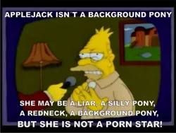 Size: 2001x1501 | Tagged: suggestive, derpibooru import, applejack, pony, abe simpson, background pony, background pony applejack, barely pony related, image macro, silly, silly pony, simpsons did it, that's the joke, the simpsons, who's a silly pony