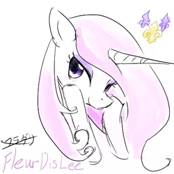 Size: 400x400 | Tagged: artist:yajima, bust, cute, cutie mark, derpibooru import, fleur-de-lis, japanese, pixiv, portrait, safe, solo