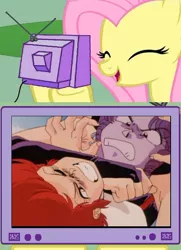 Size: 506x697 | Tagged: a-ko, anime, b-ko, catfight, derpibooru import, exploitable meme, fluttershy, meme, obligatory pony, project a-ko, safe, tv meme