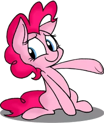 Size: 1087x1291 | Tagged: artist:strangiesleepy, derpibooru import, nervous, pinkie pie, pointing, safe, solo