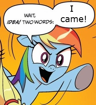 Size: 334x366 | Tagged: suggestive, derpibooru import, rainbow dash, crossing the memes, exploitable meme, i came, implied orgasm, meme, memeception, two words meme