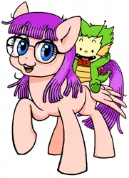 Size: 870x1200 | Tagged: artist:wakahiko, derpibooru import, dr. slump, gatchan, glasses, norimaki arale, pixiv, ponified, safe