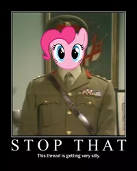 Size: 600x750 | Tagged: caption, demotivational poster, derpibooru import, meme, monty python, pinkie pie, safe, serious pie, the colonel