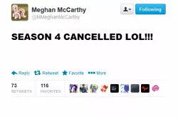 Size: 505x331 | Tagged: fake, lies, meghan mccarthy, safe, seems legit, this looks shopped, twitter, wrong font