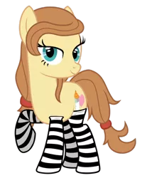 Size: 814x982 | Tagged: safe, artist:joseleonardomp4-12c, derpibooru import, oc, oc:cream heart, unofficial characters only, earth pony, pony, clothes, female, hooves, mare, raised hoof, simple background, smiling, socks, solo, striped socks, transparent background