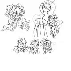 Size: 1200x1200 | Tagged: applejack, artist:zev, clothes, derpibooru import, dress, fluttershy, gala dress, grayscale, mane six, monochrome, pinkie pie, princess celestia, rainbow dash, rarity, safe, twilight sparkle