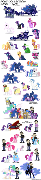 Size: 1500x6500 | Tagged: safe, artist:mixermike622, derpibooru import, applejack, berry punch, berryshine, big macintosh, cheerilee, discord, doctor whooves, fancypants, fleur-de-lis, gilda, mare do well, minuette, nightmare moon, nurse redheart, photo finish, princess celestia, princess luna, rarity, ruby pinch, sapphire shores, scootaloo, sweetie belle, time turner, twilight sparkle, zecora, bat pony, gryphon, human, pony, zebra, baby, baby pony, chariot, clothes, costume, crossover, dan, dan vs, dress, fainting couch, feather, filly, hat, luna's chariot, riding, simple background, sleeping, syringe, taco, taco belle, taco twilight, transparent background, tron, younger