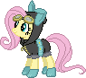 Size: 95x87 | Tagged: safe, artist:seahawk270, derpibooru import, fluttershy, pegasus, pony, magic duel, bunny ears, clothes, dangerous mission outfit, female, goggles, hoodie, mare, pixel art, simple background, solo, transparent background