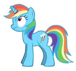 Size: 1684x1570 | Tagged: safe, artist:7uprulez, derpibooru import, rainbow dash, pony, unicorn, pony creator, female, mare, race swap, simple background, solo, transparent background