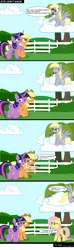 Size: 1187x4000 | Tagged: safe, artist:veggie55, derpibooru import, applejack, derpy hooves, fluttershy, twilight sparkle, pegasus, pony, cloud, cloudy, comic, female, mare