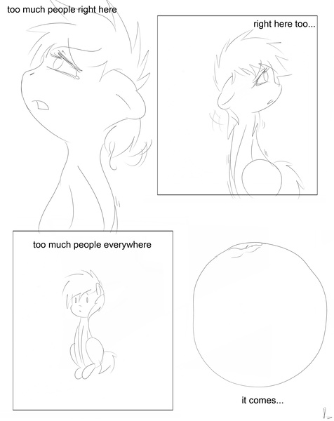 Size: 2716x3425 | Tagged: artist:theponybox696, bladder, comic, comic:watersports, derpibooru import, desperation, foal, full bladder, internal, monochrome, need to pee, oc, omorashi, potty dance, potty emergency, potty time, public, safe, trotting in place, unofficial characters only, urine, x-ray bladder