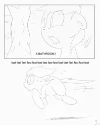 Size: 2716x3425 | Tagged: artist:theponybox696, comic, comic:watersports, derpibooru import, desperation, foal, monochrome, need to pee, oc, omorashi, potty time, safe, unofficial characters only