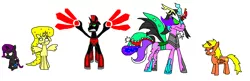 Size: 2567x831 | Tagged: derpibooru import, meme, oc, oc:niggertron, oc:nyx, oc:princess ataxia, oc:ticket, red and black oc, safe, tiara ultima, unamused, unofficial characters only