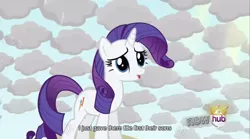 Size: 640x355 | Tagged: derpibooru import, magical mystery cure, meme, mlp-captions, rarity, safe, screencap, solo, youtube caption