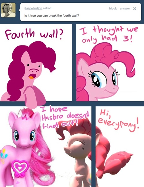 Size: 500x647 | Tagged: safe, artist:steveholt, derpibooru import, pinkie pie, 3d, brushable, fourth wall, pinkie pie answers, solo, toy, tumblr