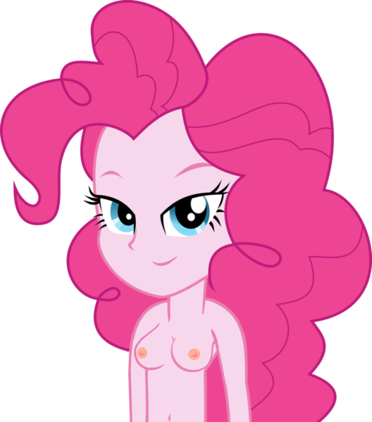 Size: 838x953 | Tagged: artist needed, questionable, derpibooru import, edit, pinkie pie, human, equestria girls, bedroom eyes, breasts, female, image, looking at you, nipples, nudity, png, show accurate, show accurate porn, simple background, solo, solo female, topless, transparent background, vector