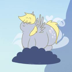 Size: 400x400 | Tagged: safe, artist:secretgoombaman12345, derpibooru import, derpy hooves, pegasus, pony, ask chubby diamond, aderpose, animated, cloud, fat, female, jumping, mare, morbidly obese, obese, solo, tumblr