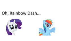 Size: 300x175 | Tagged: animated, artist:theelinker, clothes, derpibooru import, dress, emotes, emote story, eye shimmer, frown, gritted teeth, open mouth, ponymotes, puppy dog eyes, rainbow dash, rarity, safe, smiling, stare, twilight sparkle, wide eyes