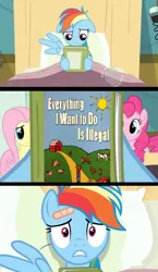 Size: 580x1000 | Tagged: safe, derpibooru import, edit, edited screencap, screencap, rainbow dash, earth pony, pegasus, pony, read it and weep, book, book cover, comic, exploitable meme, meme, reading rainbow, screencap comic