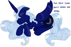 Size: 488x324 | Tagged: artist:queen luna/luna the great, derpibooru import, queen luna, safe, she remembered the mane shinies, sleeping, solo
