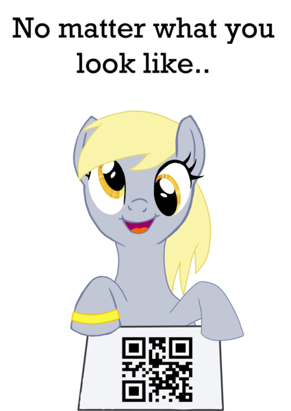 Size: 2376x3352 | Tagged: safe, derpibooru import, derpy hooves, pegasus, pony, female, mare, qr code, solo, ur a faget, vulgar