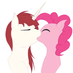 Size: 1500x1500 | Tagged: safe, artist:gitgud, derpibooru import, pinkie pie, oc, oc:fausticorn, alicorn, pony, canon x oc, eyes closed, female, kissing, lauren faust, lesbian, shipping